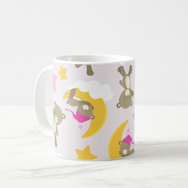 Mönster av päron, Nallar, kugghjul, stjärnor Kaffemugg (Framsida vänster)