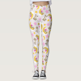 Mönster av päron, Nallar, kugghjul, stjärnor Leggings