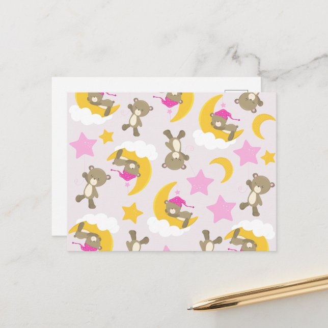 Mönster av päron, Nallar, kugghjul, stjärnor Vykort (Fram/Back In Situ)