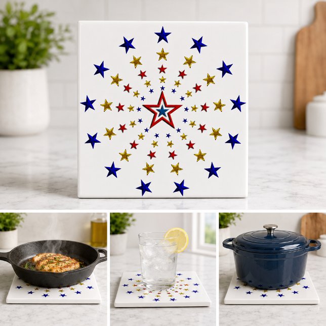 Mönster av patriotiska stjärnor kakelplatta (Pattern of Patriotic Stars Tile)