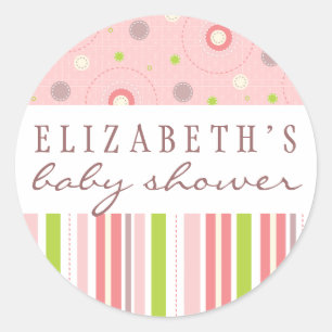Mönster av Roligt i Rosa Baby Shower Favor-fästmär Runt Klistermärke