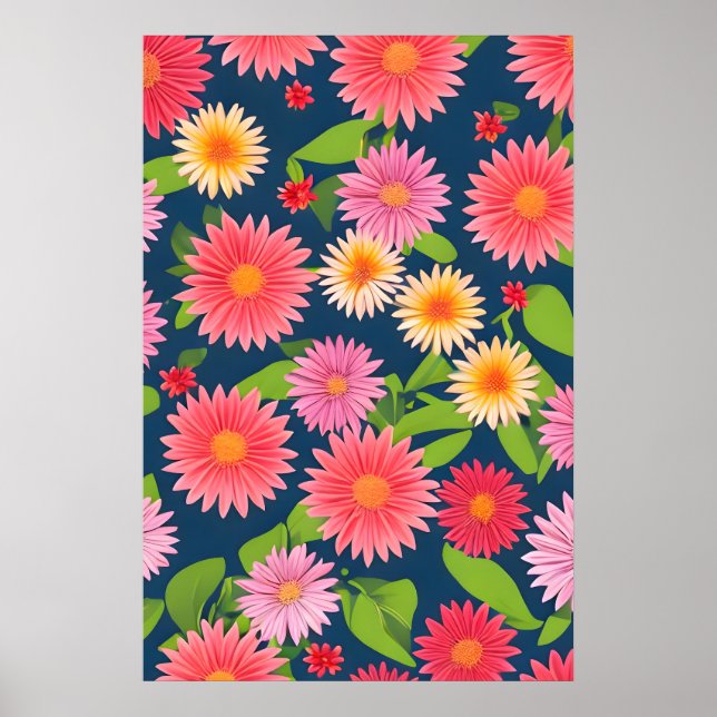 mönster av rosa blommor, stil poster (Framsidan)