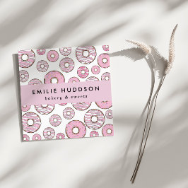 Mönster av Rosa Donuts, kummel, bakverk Fyrkantigt Visitkort