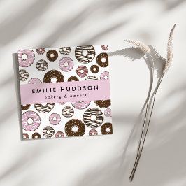 Mönster av Rosa Donuts, kummel, bakverk Fyrkantigt Visitkort