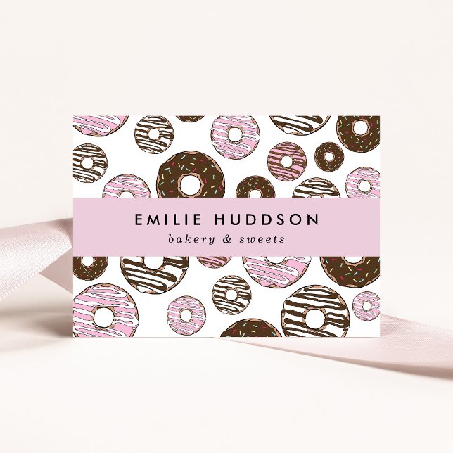 Mönster av Rosa Donuts, kummel, bakverk Visitkort (Skapare uppladdad)