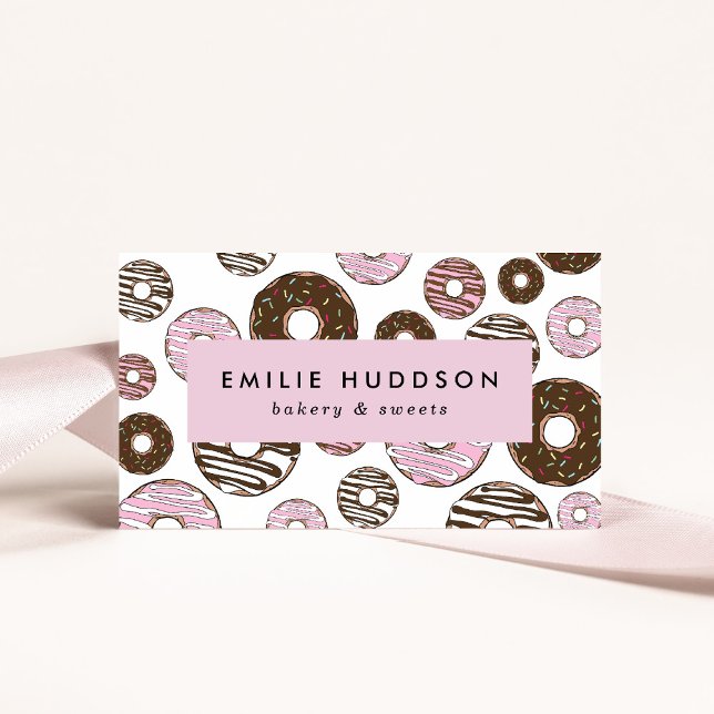 Mönster av Rosa Donuts, kummel, bakverk Visitkort (Skapare uppladdad)