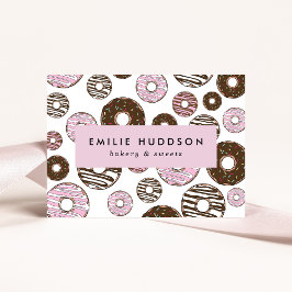 Mönster av Rosa Donuts, kummel, bakverk Visitkort