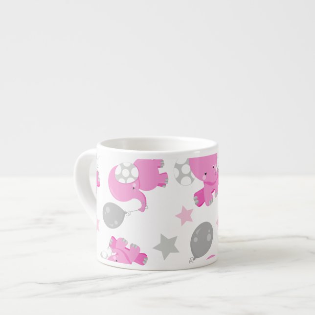 Mönster av Rosa elefanter, cute Elephants, stjärno Espressomugg (Framsida vänster)