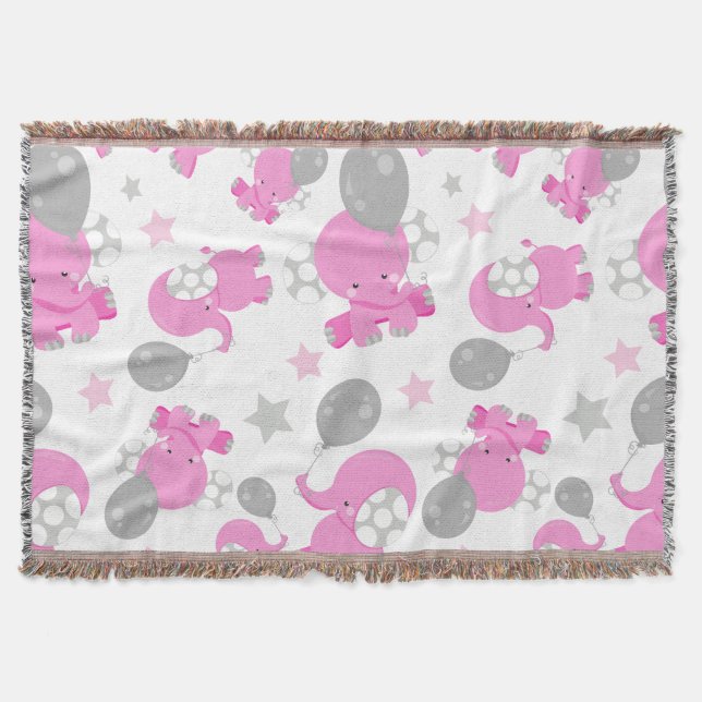 Mönster av Rosa elefanter, cute Elephants, stjärno Filt (Framsidan)