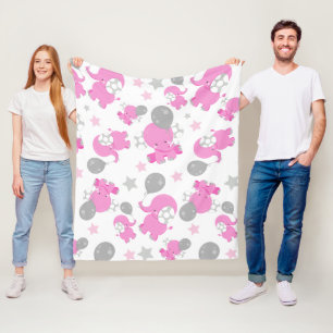 Mönster av Rosa elefanter, cute Elephants, stjärno Fleecefilt