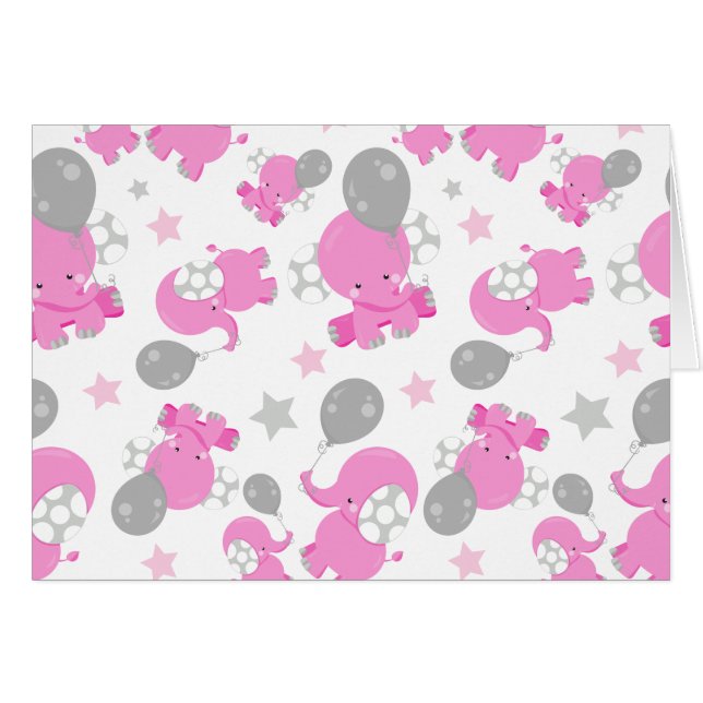 Mönster av Rosa elefanter, cute Elephants, stjärno Hälsningskort (Framsidan Horizontal)
