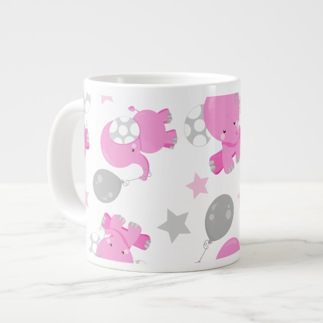 Mönster av Rosa elefanter, cute Elephants, stjärno Jumbo Mugg (Framsida vänster)