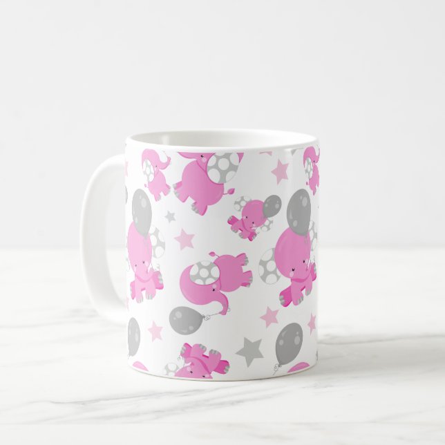 Mönster av Rosa elefanter, cute Elephants, stjärno Kaffemugg (Framsida vänster)