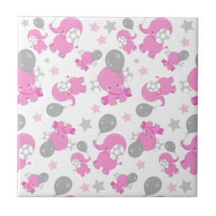Mönster av Rosa elefanter, cute Elephants, stjärno Kakelplatta