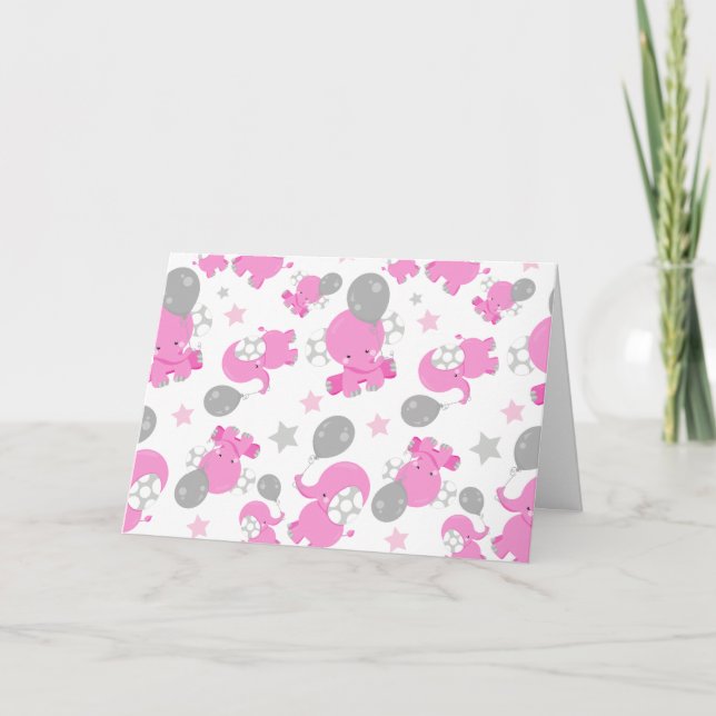 Mönster av Rosa elefanter, cute Elephants, stjärno Kort (Framsida)