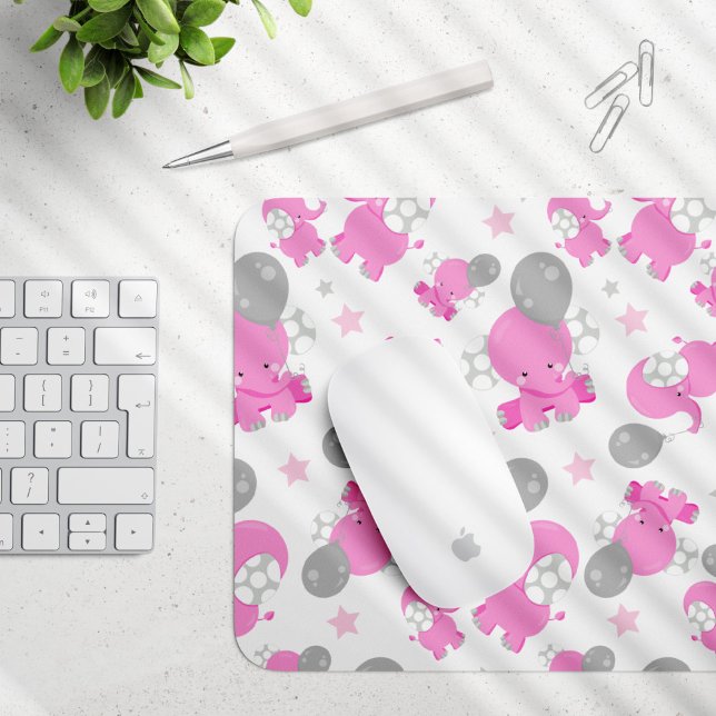 Mönster av Rosa elefanter, cute Elephants, stjärno Musmatta (Skapare uppladdad)