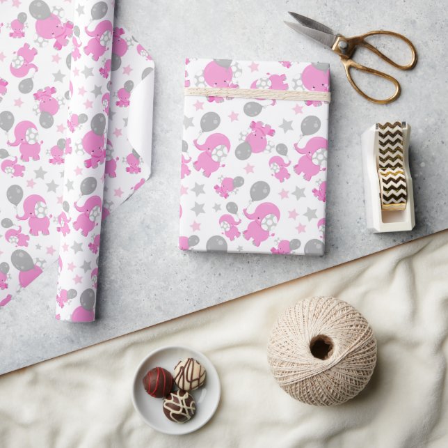 Mönster av Rosa elefanter, cute Elephants, stjärno Presentpapper (Hantverk)