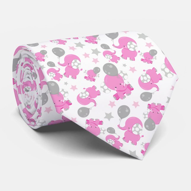 Mönster av Rosa elefanter, cute Elephants, stjärno Slips (Rullad)