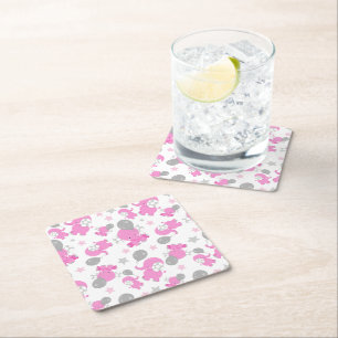 Mönster av Rosa elefanter, cute Elephants, stjärno Underlägg Papper Kvadrat