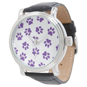 Mönster av tassar, hundtassar, lila tassar armbandsur