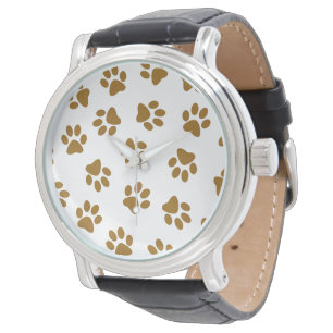 Mönster av tassar, hundtassar, orange-gulda tassar armbandsur