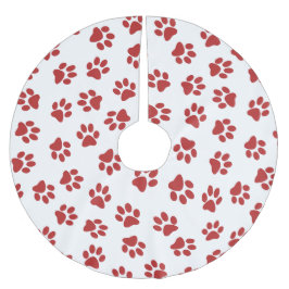 Mönster av tassavtryck, hundtassar, röda tassar julgransmatta borstad polyester