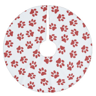 Mönster av tassavtryck, hundtassar, röda tassar julgransmatta borstad polyester