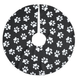 Mönster av tassavtryck, hundtassar, vita tassavtry julgransmatta borstad polyester
