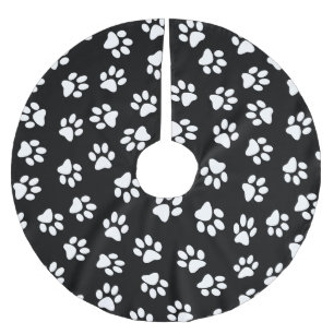 Mönster av tassavtryck, hundtassar, vita tassavtry julgransmatta borstad polyester