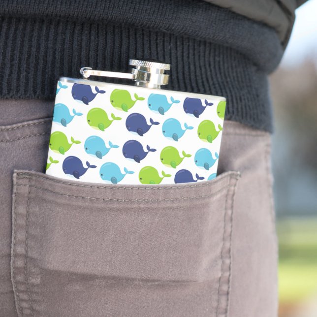 Mönster av valar, kutvalar, havsdjur fickplunta (In Situ)