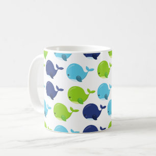Mönster av valar, kutvalar, havsdjur kaffemugg