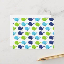 Mönster av valar, kutvalar, havsdjur vykort