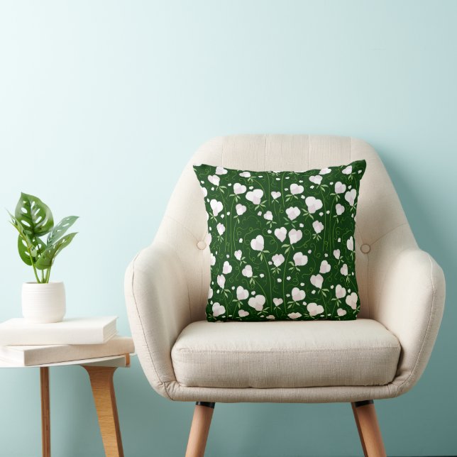 Mönster av vita hjärtformade blommor kudde (Stol)