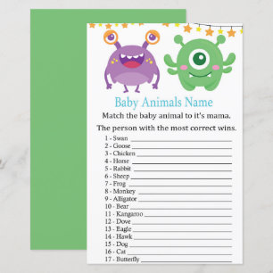 Monster Baby Djur Namnspel