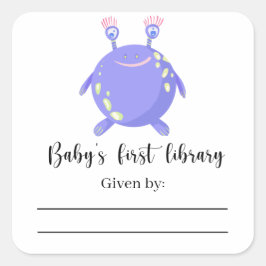 Monster - Baby Shower bokmärke, böcker till baby Fyrkantigt Klistermärke