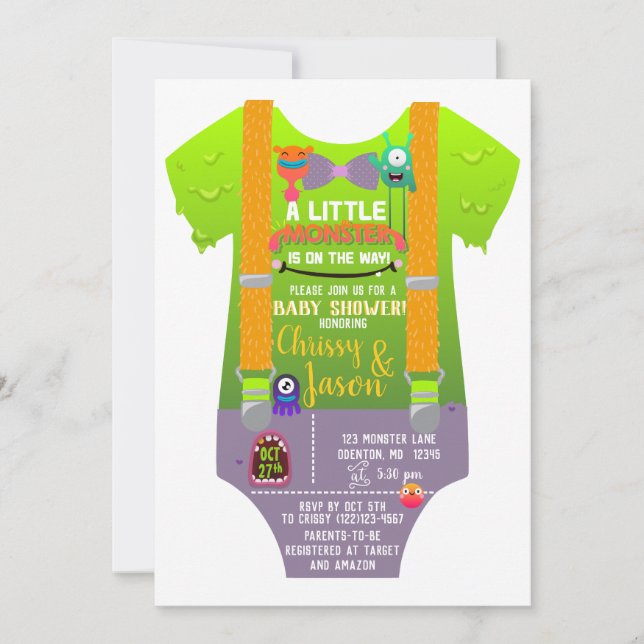Monster Baby Shower - de har Skapat en Monster Inbjudningar (Framsida)