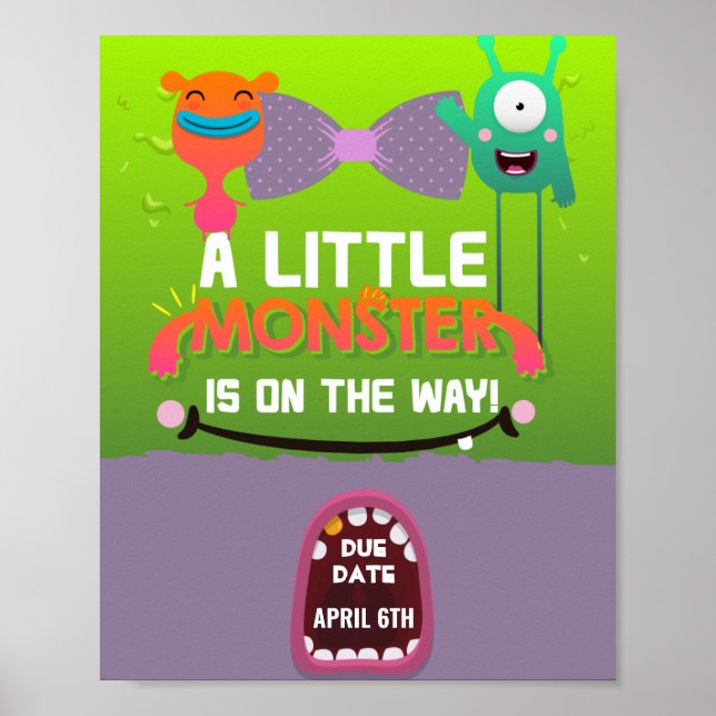 Monster Baby Shower - de har Skapat en Monster Poster (Framsidan)