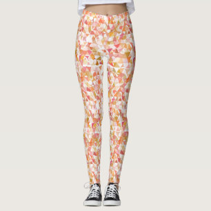 Mönster-balkar av geometrisk Abstrakt - Rosa Orang Leggings