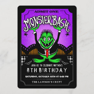 Monster Bash Halloween Födelsedagsfest inbjudan