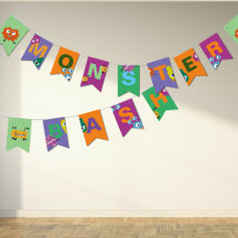 Monster Bash Kids Halloween-banderoll-flagga