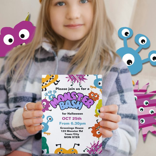 Monster Bash Kids Halloween fest Childrens roligt Inbjudningar (Skapare uppladdad)