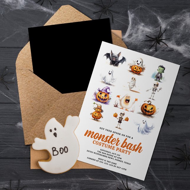 Monster Bash Modern Halloween Costume Party Inbjudningar (Skapare uppladdad)