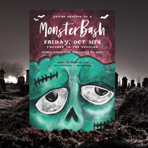 Monster Bash Roligt Spooky Zombie Halloween fest Inbjudningar
