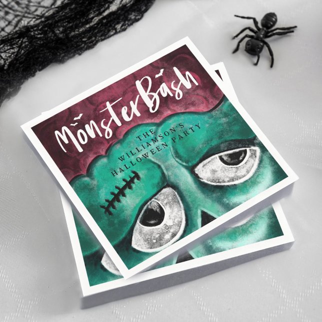 Monster Bash Roligt Spooky Zombie Halloween fest Pappersservett (Monster Bash Fun Spooky Zombie Halloween Party Napkin)
