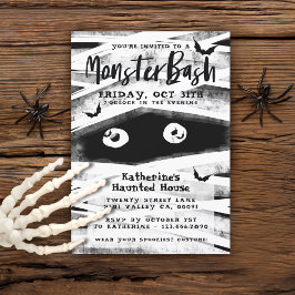Monster Bash | Svartvit mamma Halloween fest Inbjudningar