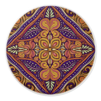 Mönster Batik Gult Blue Knopp