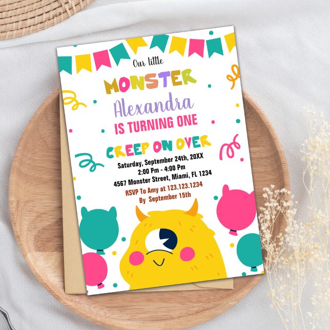 Monster Birthday Ballons Flaggor Inbjudningar (Monster Birthday Invitations Ballons Flags)