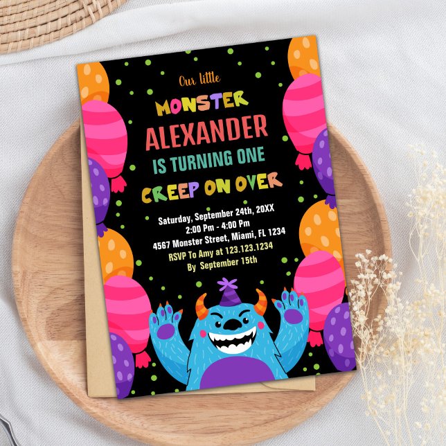 Monster Birthday-inbjudningar Färg Ballons Inbjudningar (Monster Birthday Invitations Colour Ballons)