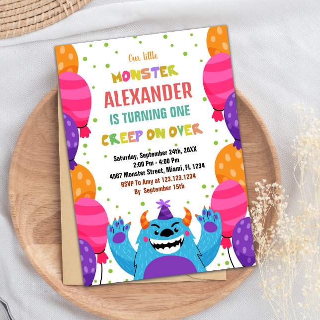 Monster Birthday-inbjudningar Färg Ballons Inbjudningar (Monster Birthday Invitations Colour Ballons)