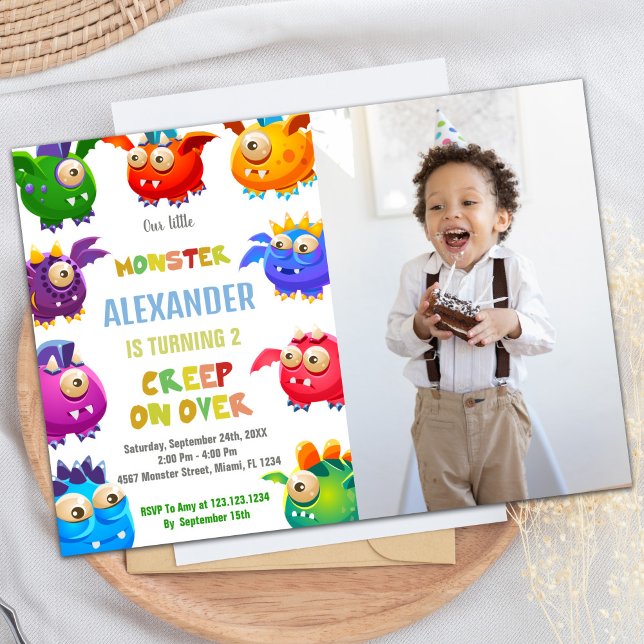Monster Birthday-inbjudningar, Fly Monsters-foto Inbjudningar (Monster Birthday Invitations, Fly Monsters photo Invitation)